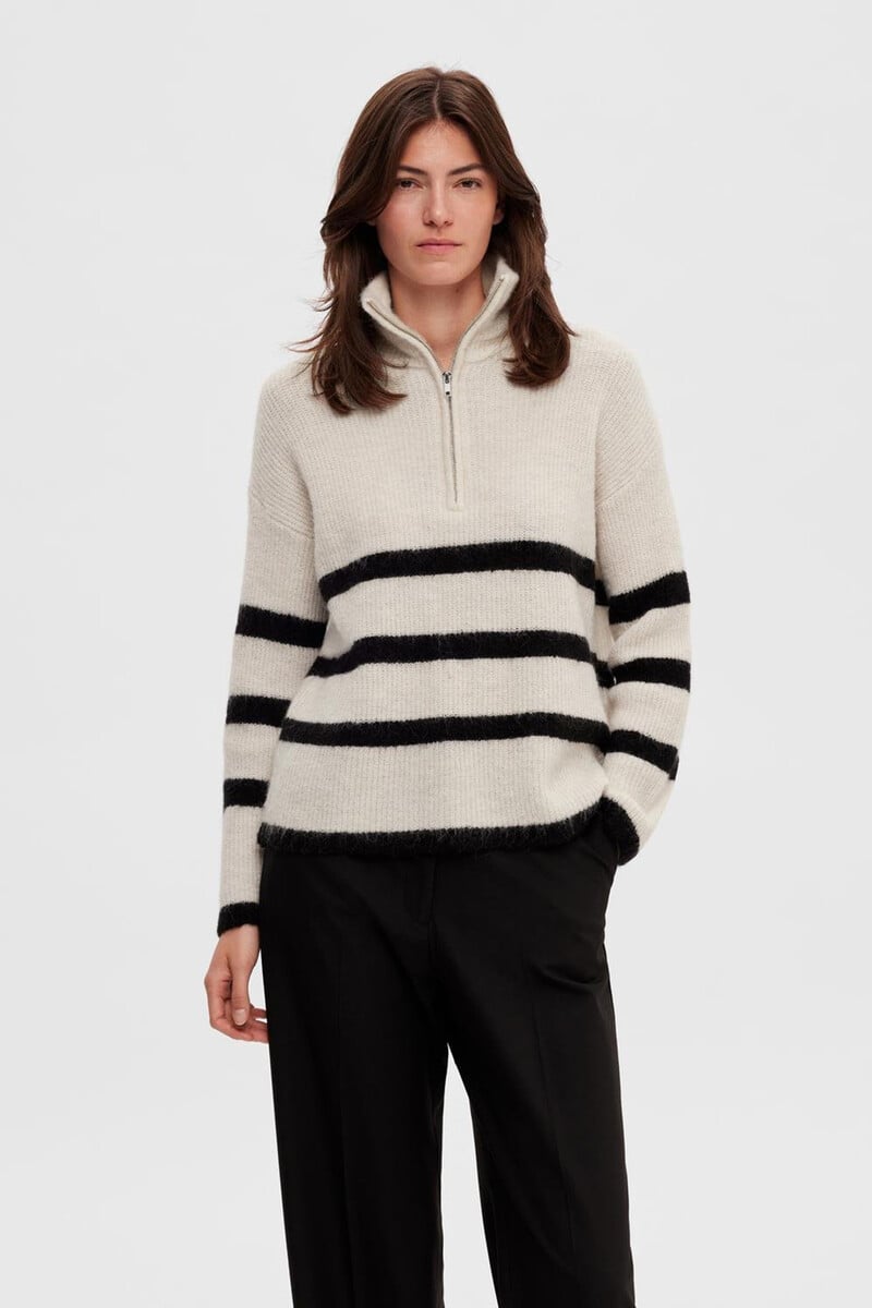Cortefiel Jersey de cuello alto y media cremallera confeccionado con lana Merino. Regular Fit