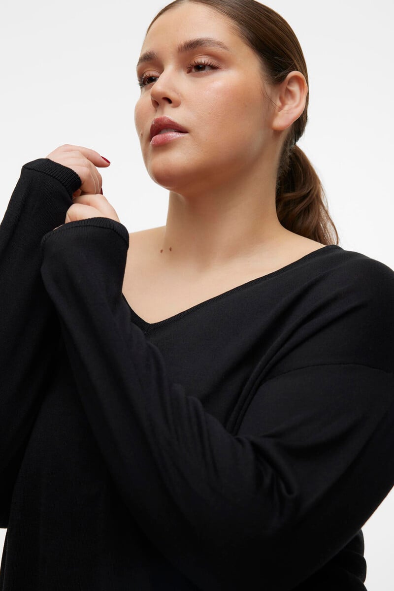 Cortefiel Jersey De Manga Larga Y Cuello Pico Curve