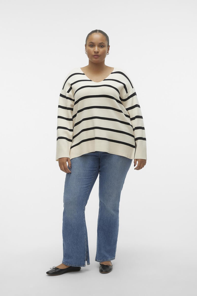 Cortefiel Jersey De Manga Larga Y Cuello Pico Curve