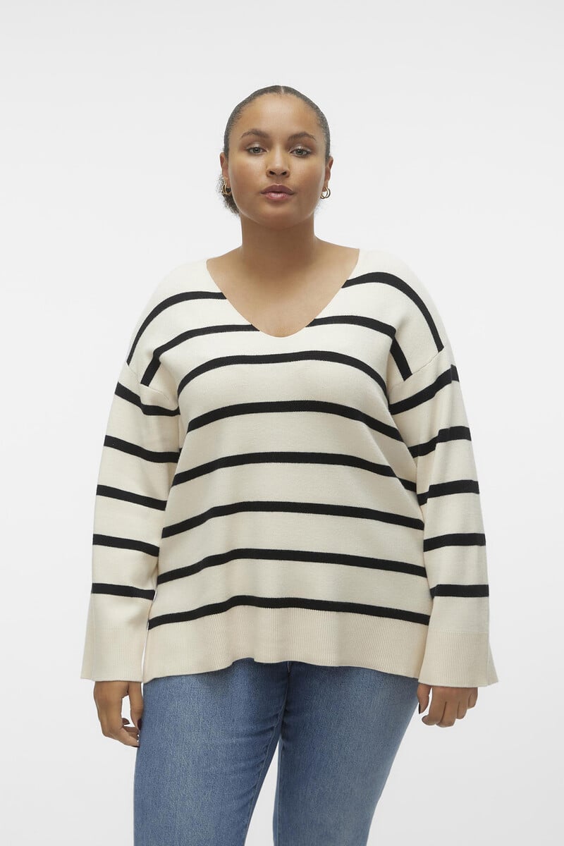 Cortefiel Jersey De Manga Larga Y Cuello Pico Curve