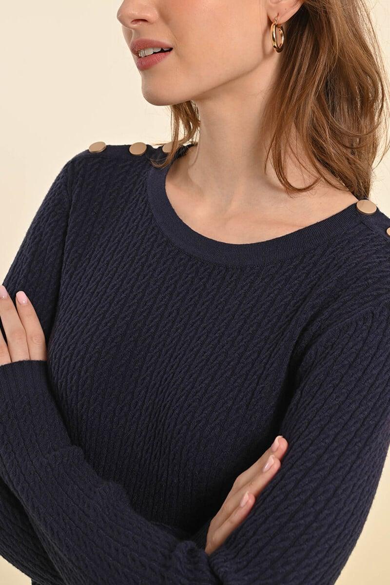 Cortefiel Jersey de mujer de manga larga detalle botones dorados