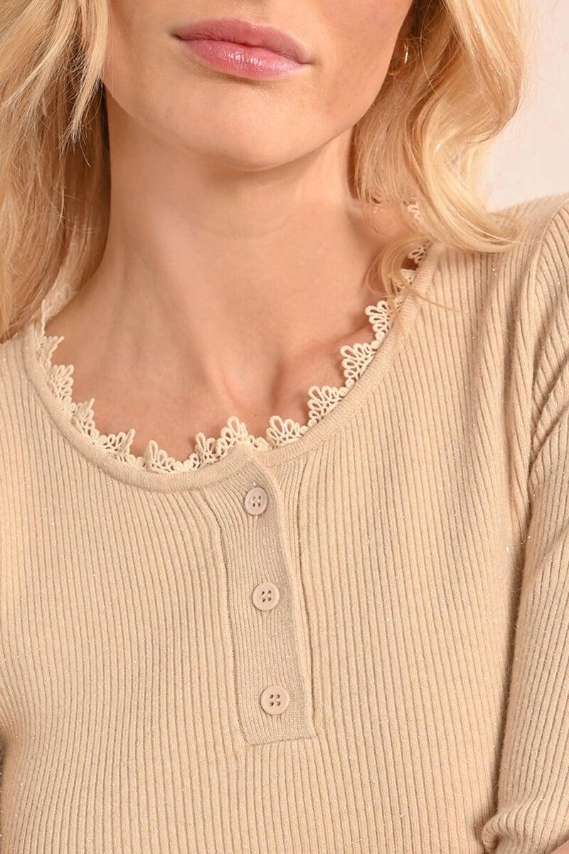 Cortefiel Jersey De Mujer De Manga Larga Detalle En El Escote