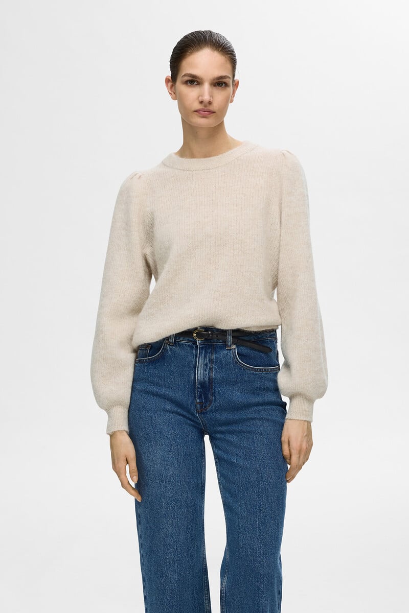 Cortefiel Jersey Rib de cuello redondo confeccionado con lana y alpaca