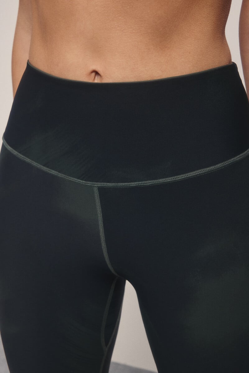 Cortefiel Leggings 4D STRECH Largo 3/4 Estampado Verde