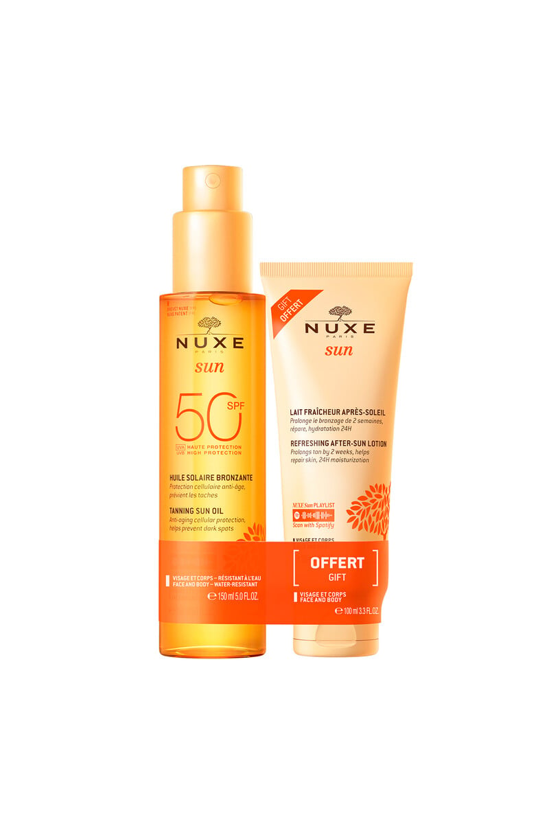 Cortefiel Nuxe Sun Aceite Bronceador Rostro y Cuerpo SPF 50 + Leche Refrescante After Sun 100ml DE REGALO