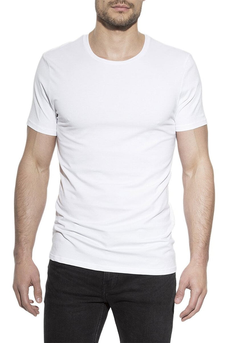 Cortefiel Pack 2 Camisetas Elásticas Cuello Caja Algodón Orgánico Blancas