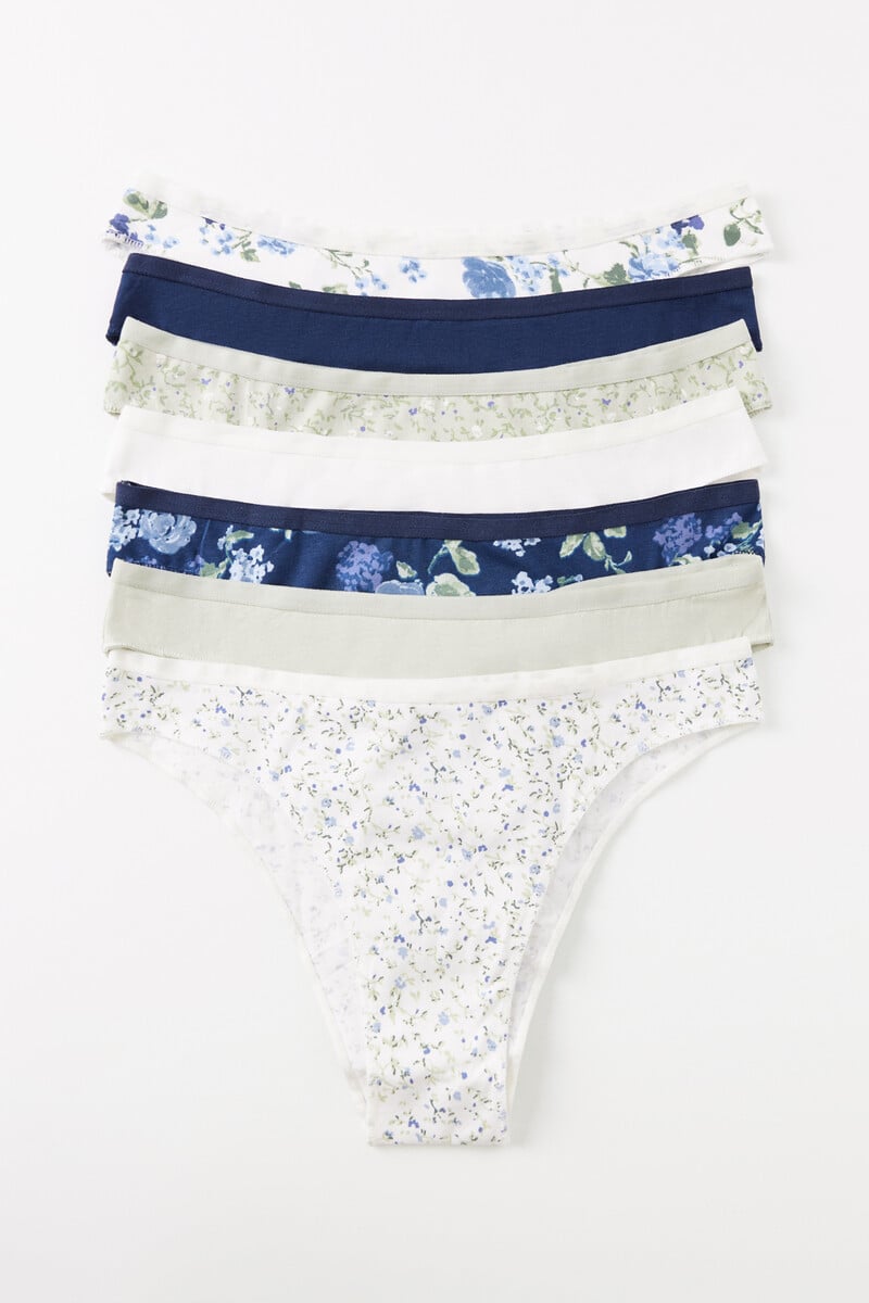 Cortefiel Pack 7 bragas brasileñas algodón lisas y estampado