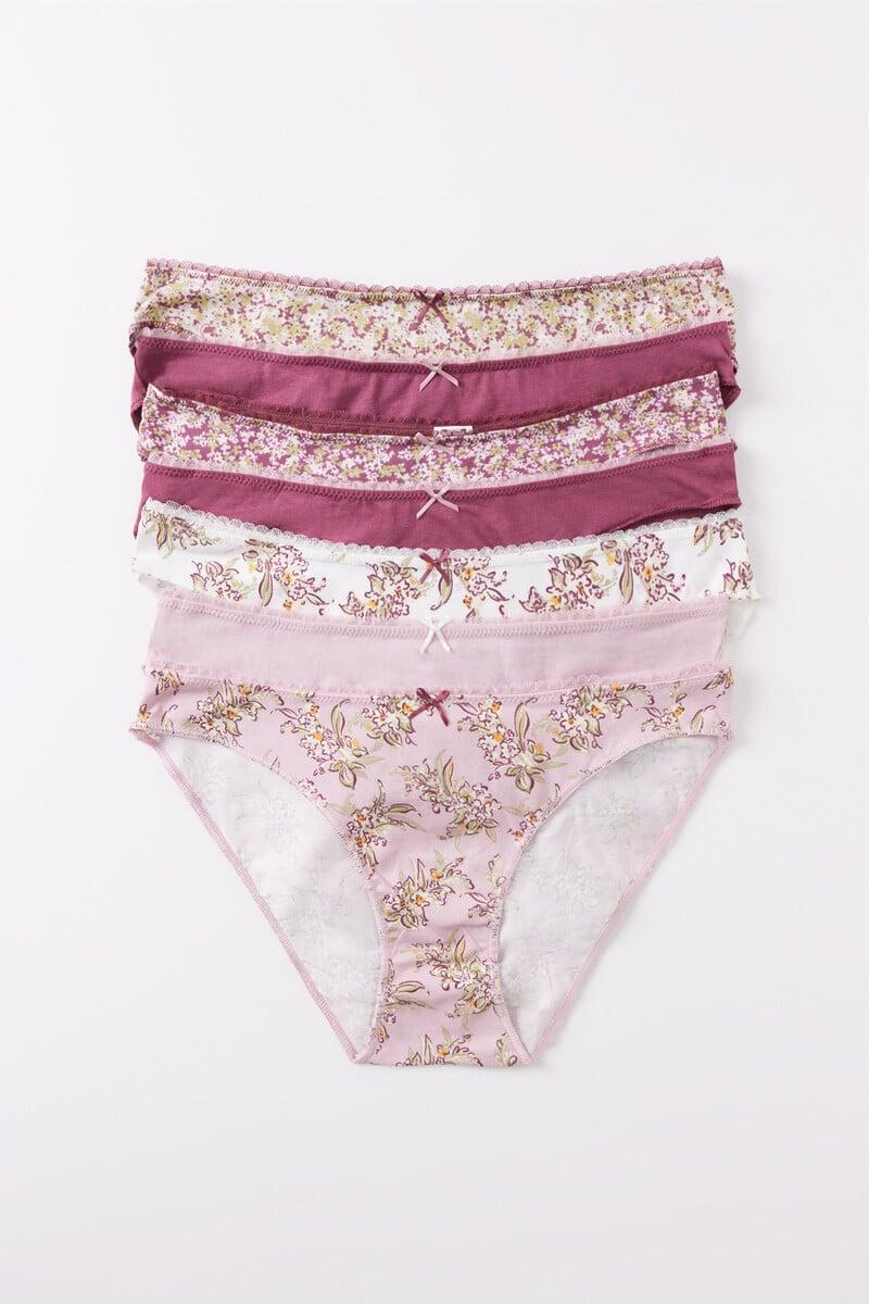 Cortefiel Pack 7 Bragas Clásicas Algodón Lisas Y Estampadas