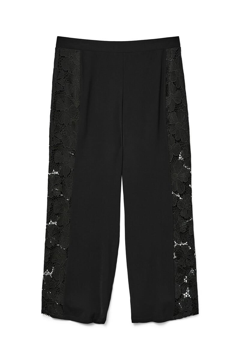 Cortefiel Pantalón ancho fluido con encaje talla grande