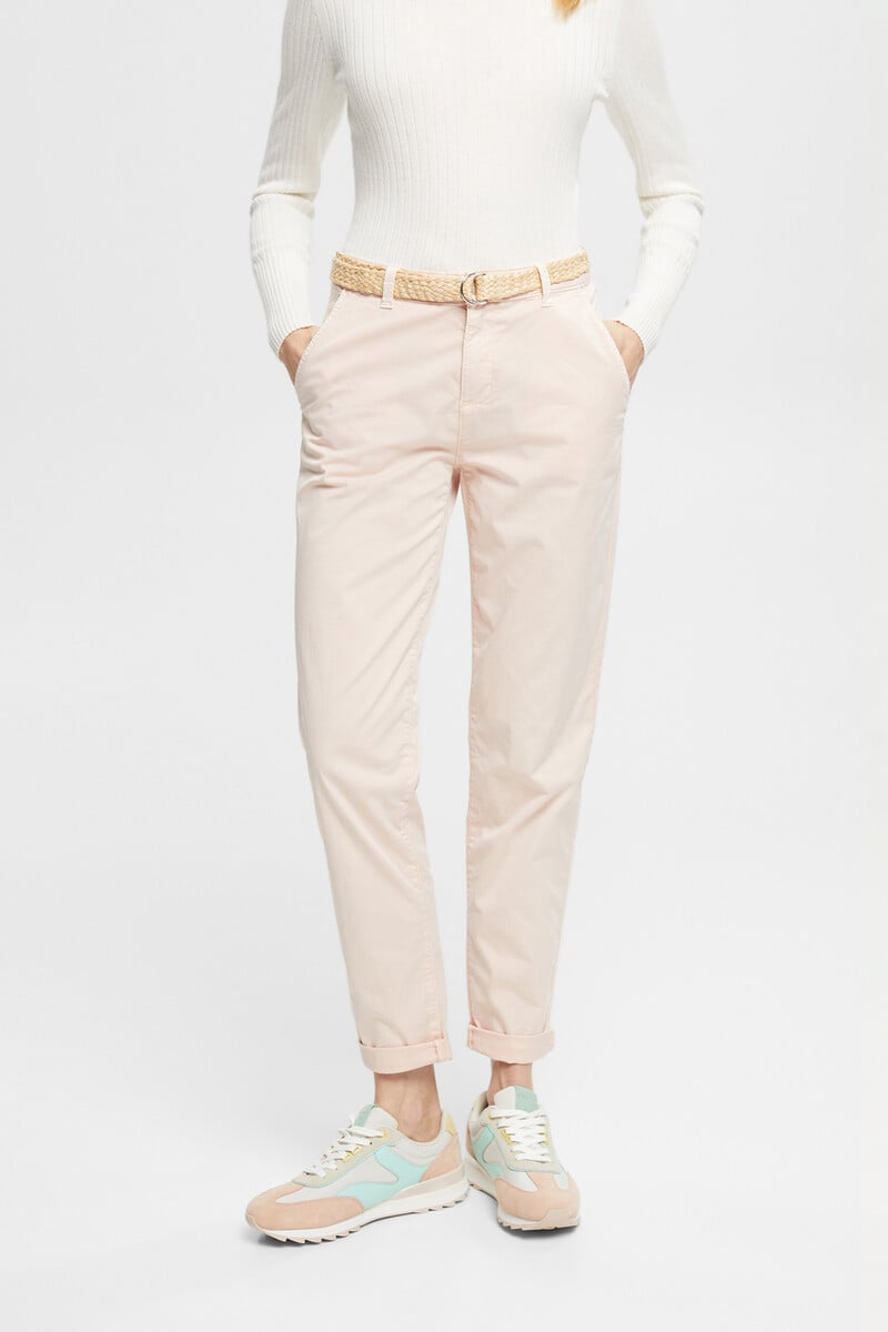 Cortefiel Pantalón Básico Chino Con Cinturón Trenzado