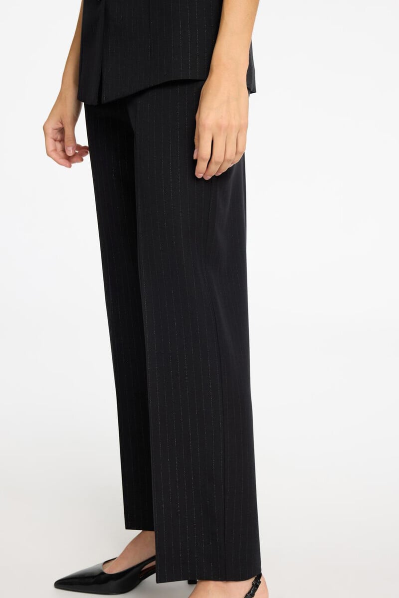 Cortefiel Pantalón De Traje Wide Leg Con Detalle De Raya Diplomática En Plateado