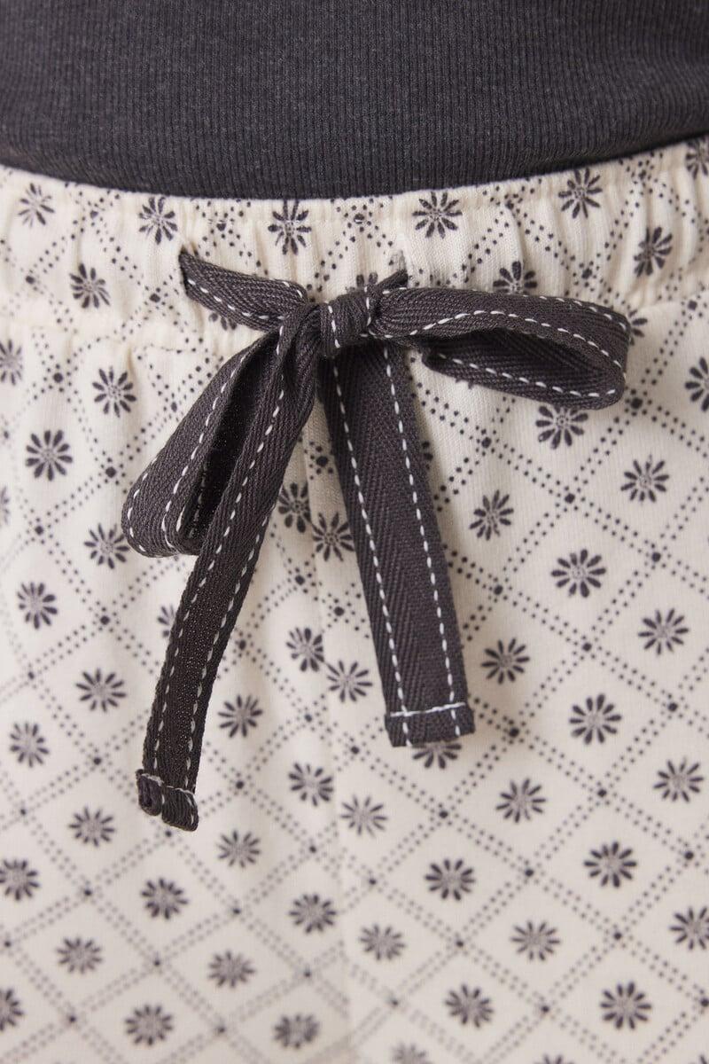 Cortefiel Pantalón Largo Carrot Estampado Cuadros Y Flores