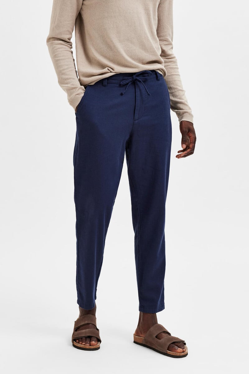 Cortefiel Pantalón Largo Slim Fit Estilo Chino De Lino