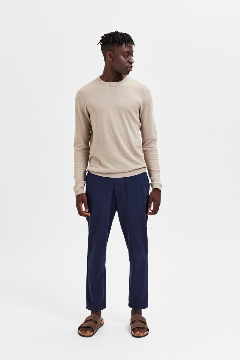 Cortefiel Pantalón Largo Slim Fit Estilo Chino De Lino