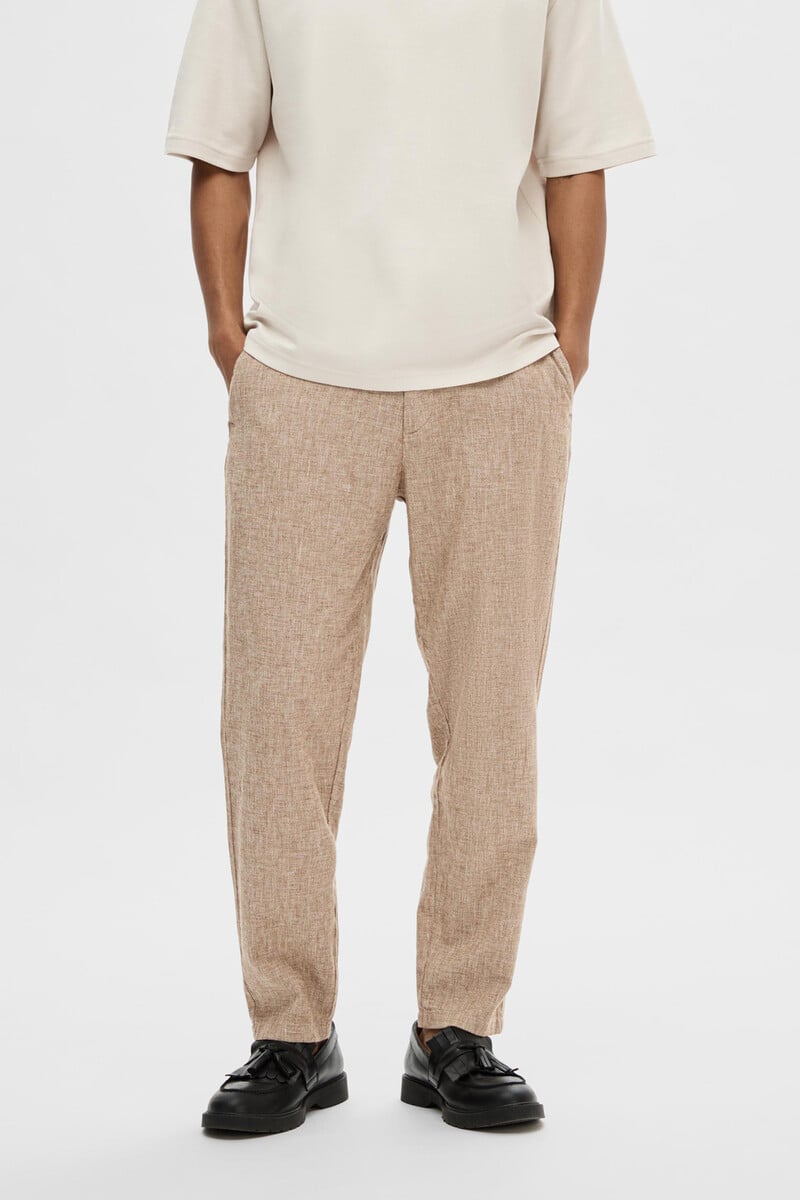 Cortefiel Pantalón Largo Slim Fit Estilo Chino De Lino