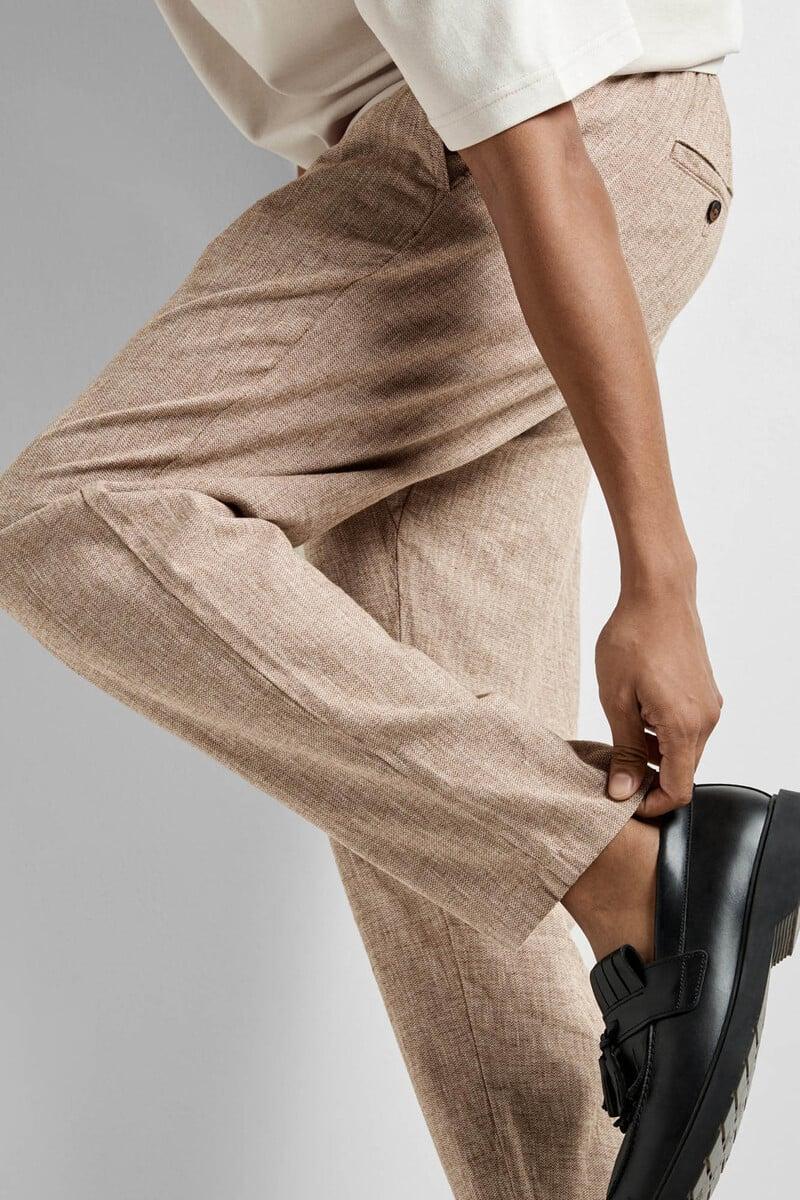 Cortefiel Pantalón Largo Slim Fit Estilo Chino De Lino