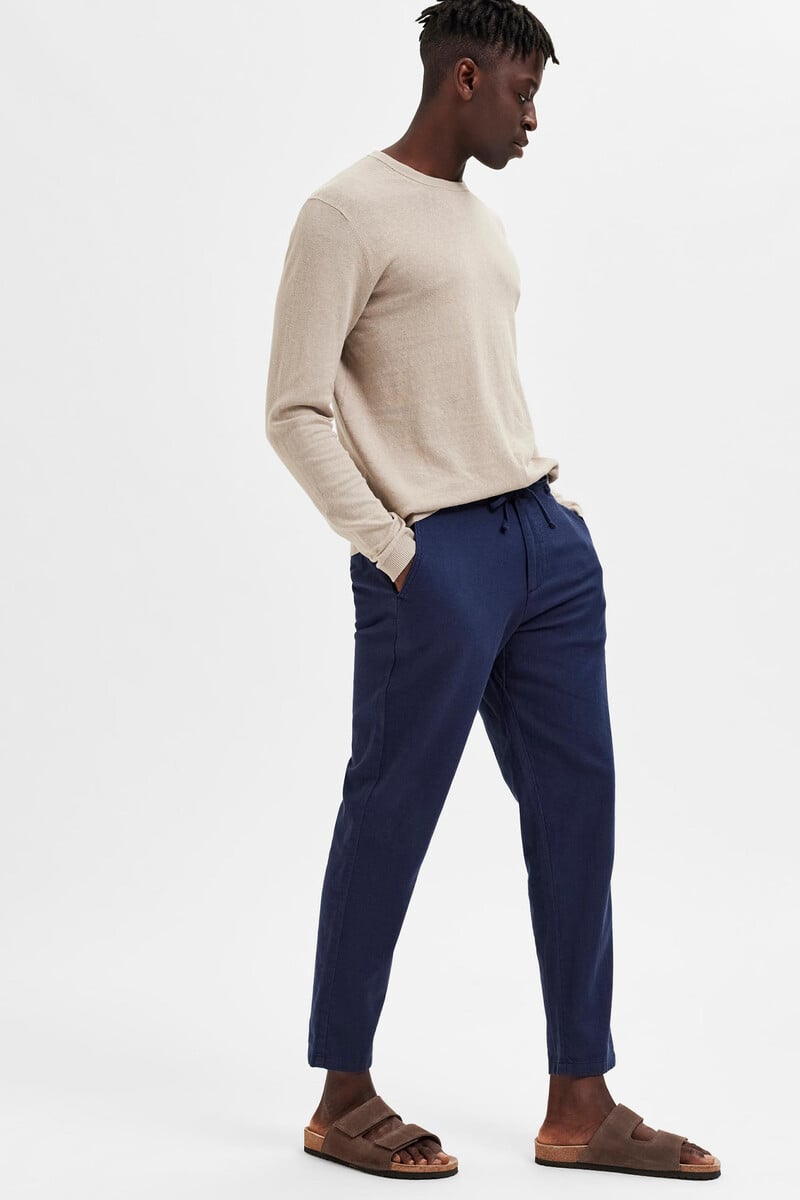 Cortefiel Pantalón largo Slim Fit estilo chino de lino