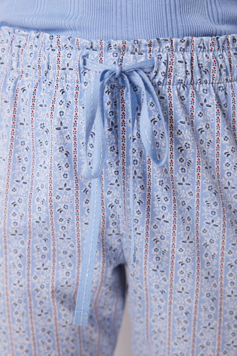 Cortefiel Pantalón Pijama Algodón Flores Rayas Skinny