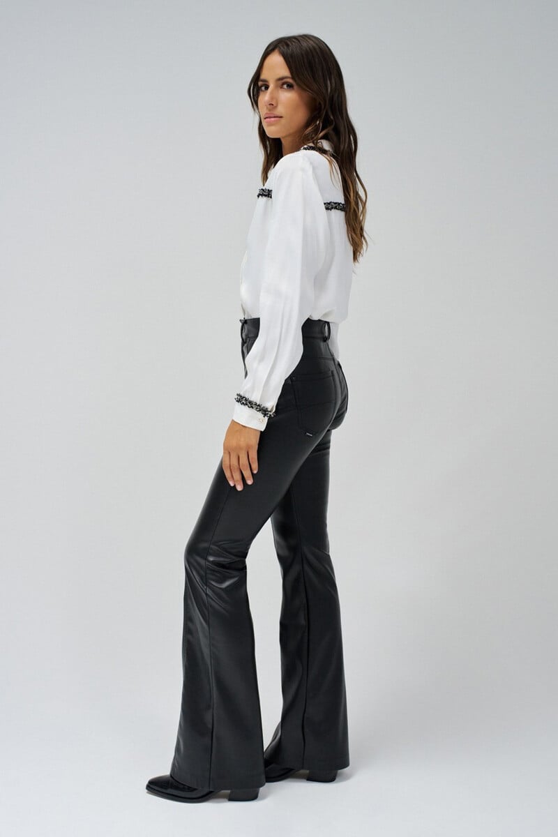 Cortefiel Pantalones Faith Push In Flare Efecto Piel