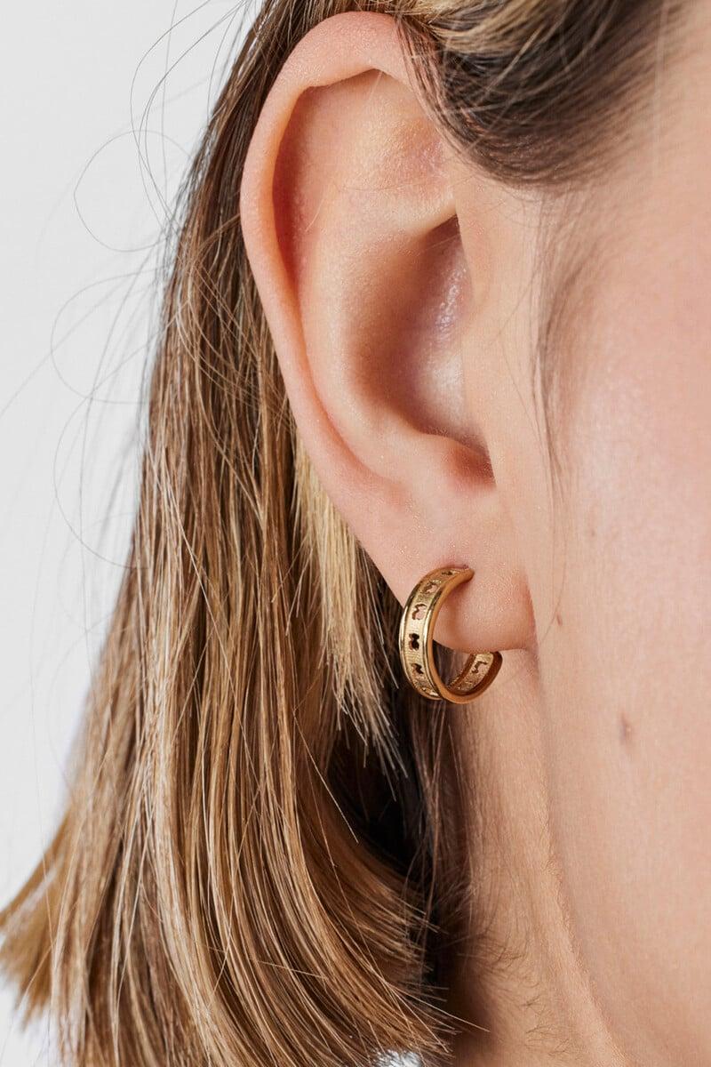 Cortefiel Pendientes aro con baño de oro 18 kt sobre plata pequeños con silueta TOUS Bear Row