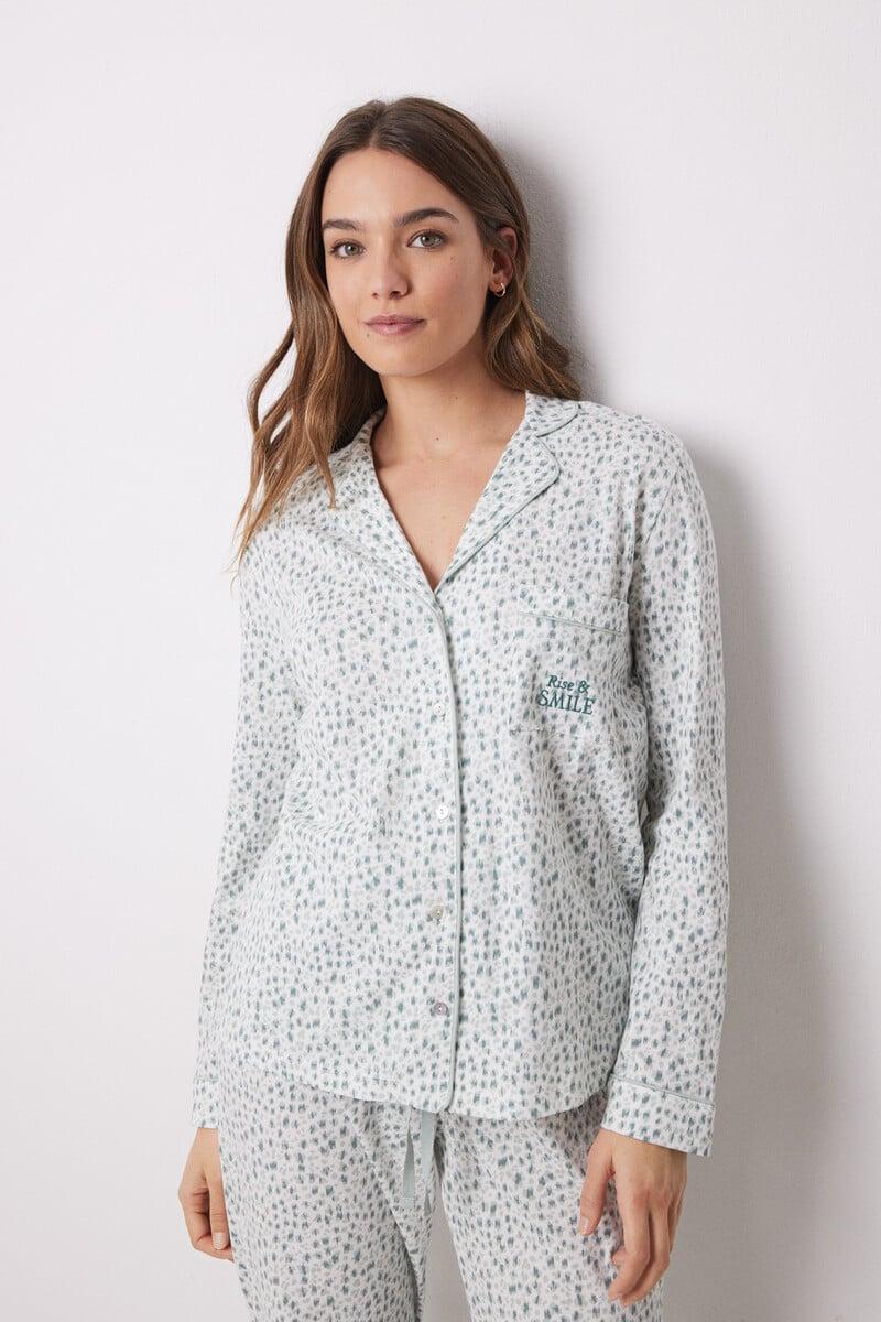 Cortefiel Pijama Camisero Largo 100% Algodón Animal Print