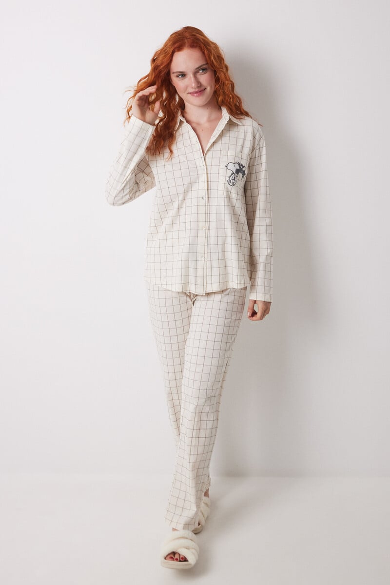 Cortefiel Pijama Camisero Largo 100% Algodón Cuadros