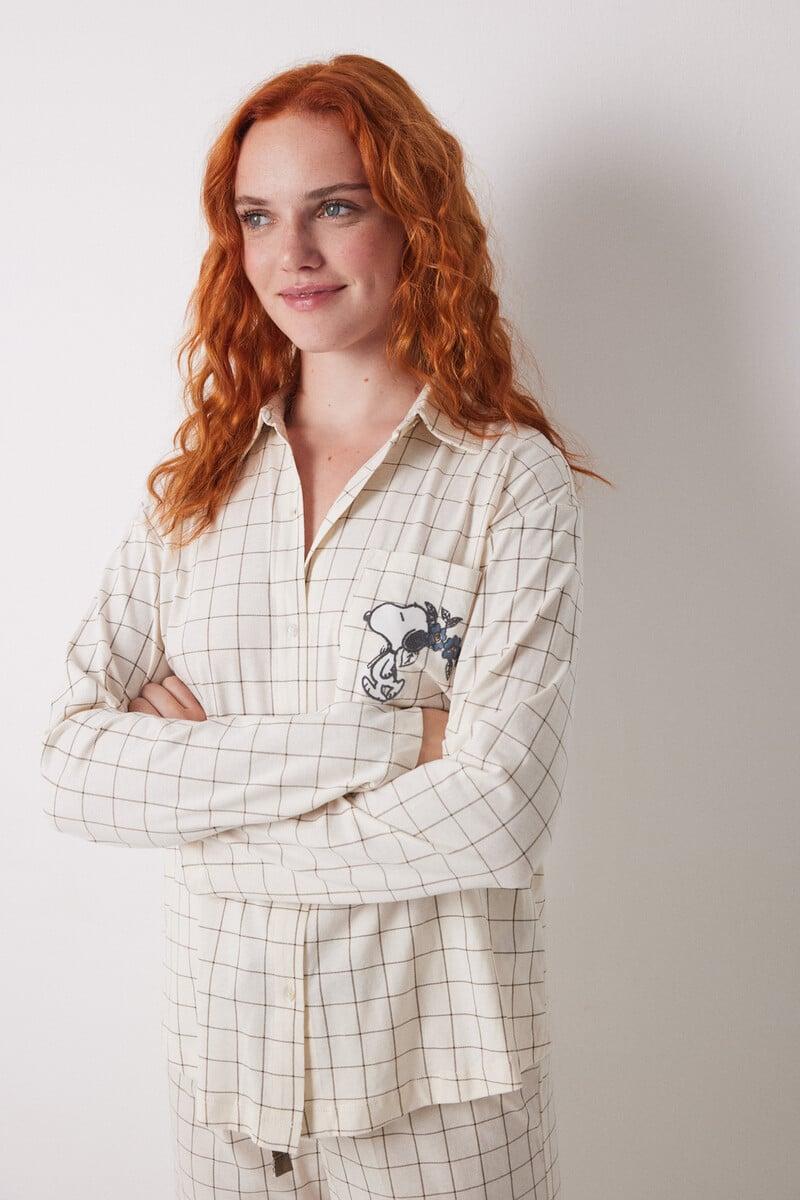 Cortefiel Pijama Camisero Largo 100% Algodón Cuadros