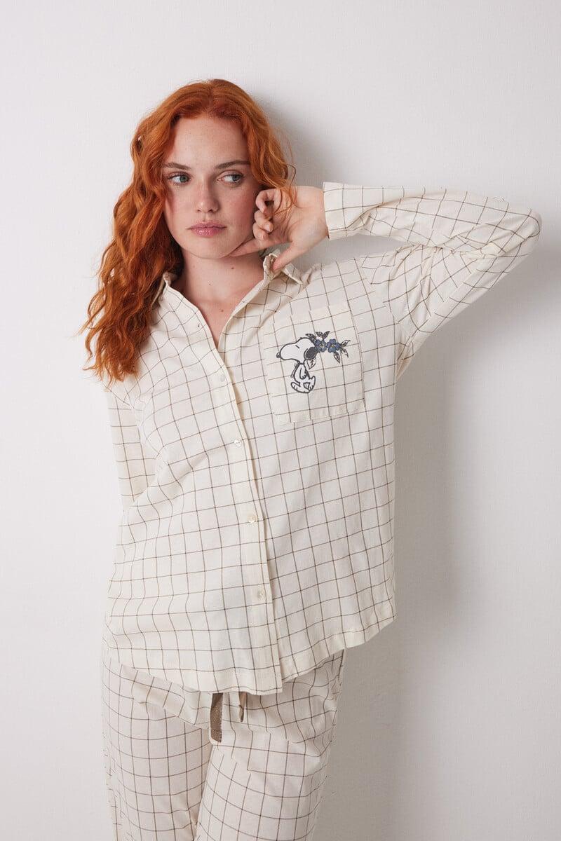 Cortefiel Pijama camisero largo 100% algodón cuadros