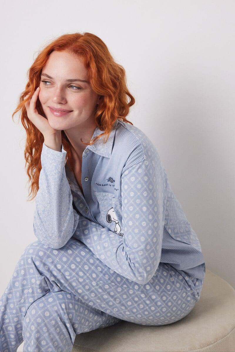 Cortefiel Pijama camisero largo 100% algodón rayas y flores