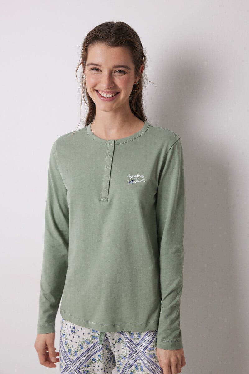 Cortefiel Pijama Largo 100% Algodón Estampado Pañuelo