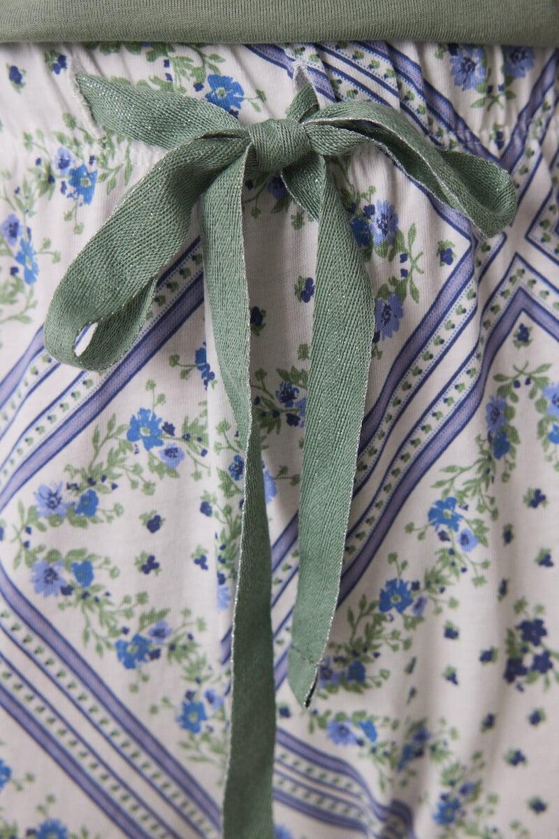 Cortefiel Pijama Largo 100% Algodón Estampado Pañuelo