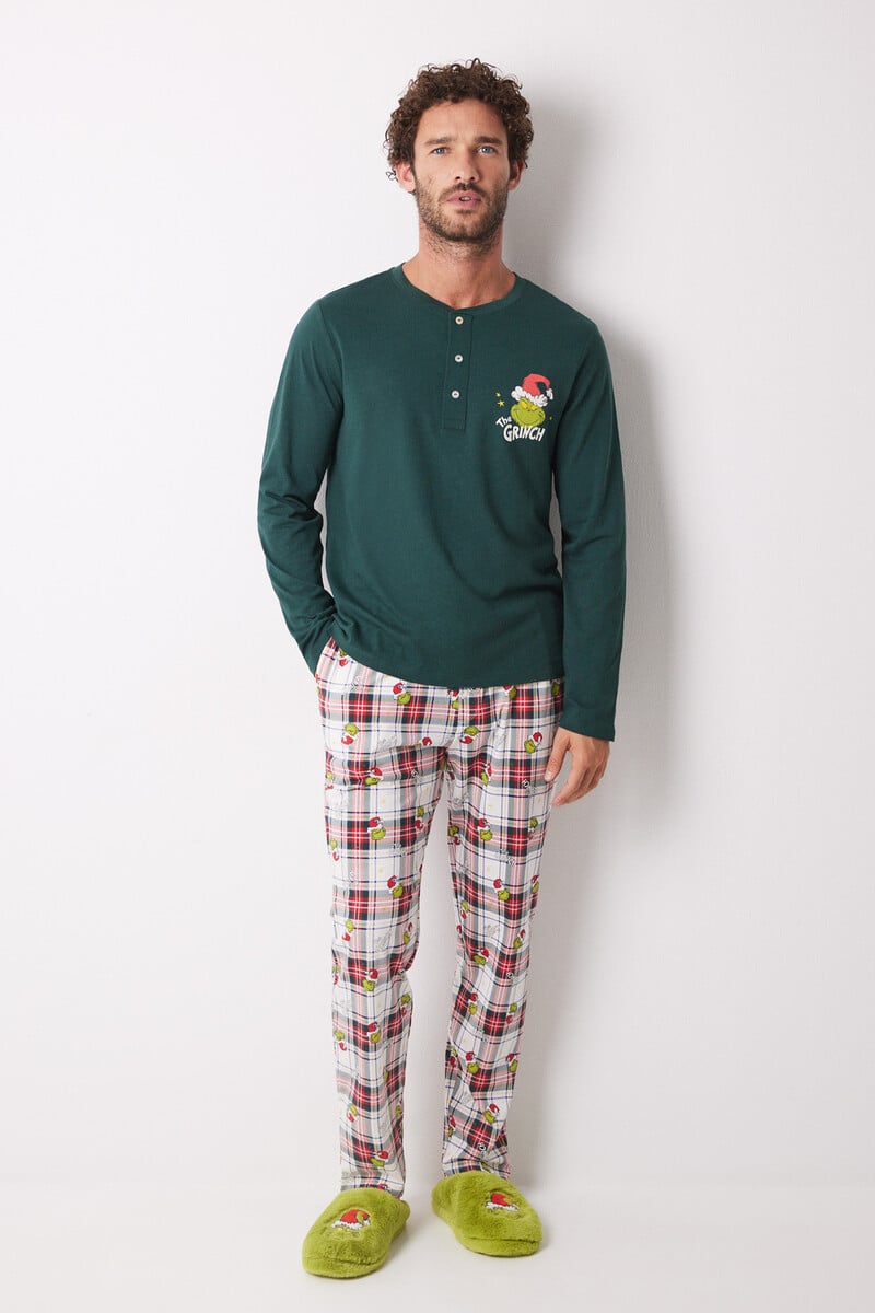 Cortefiel Pijama Masculino 100% Algodón Cuadros Grinch