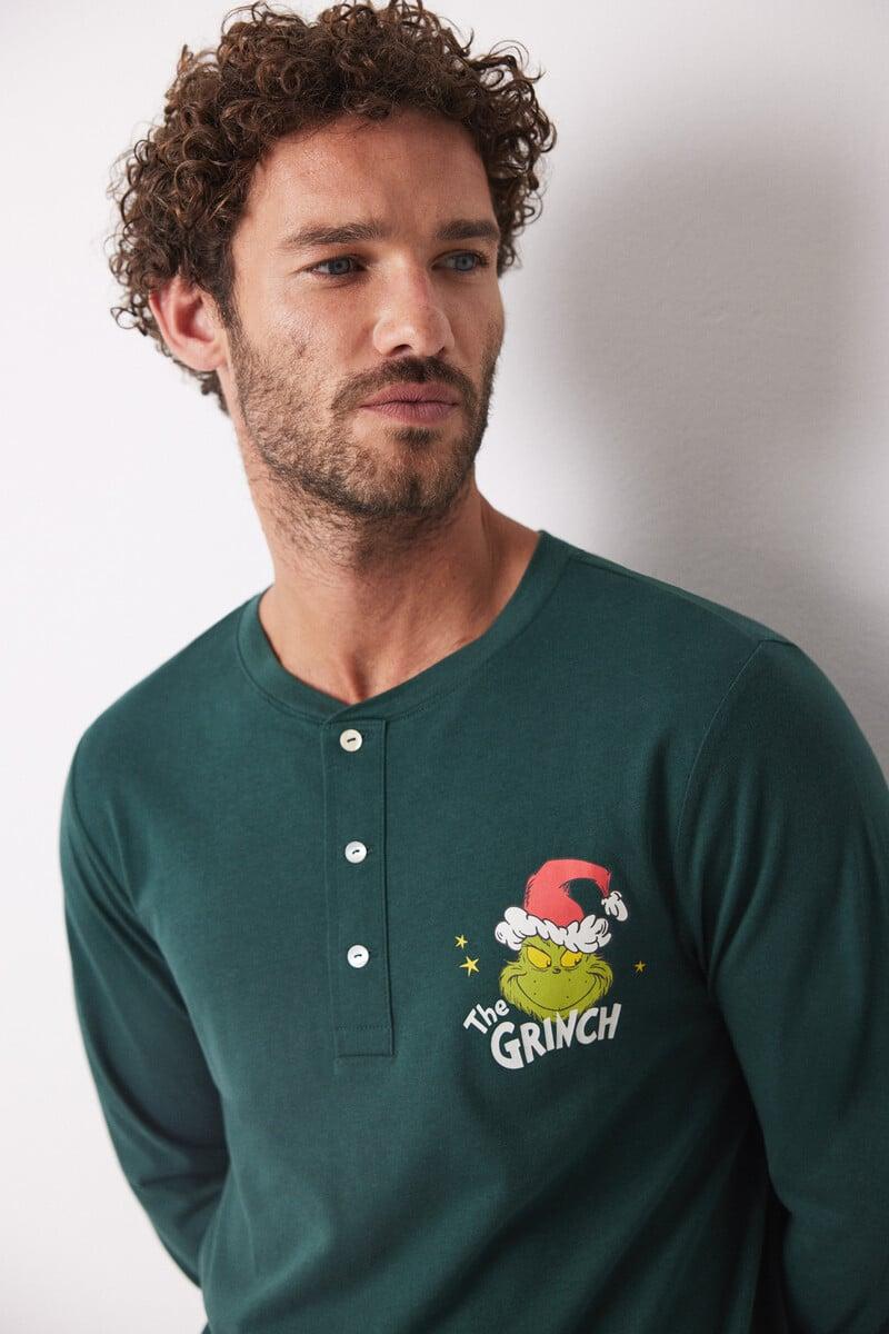 Cortefiel Pijama Masculino 100% Algodón Cuadros Grinch