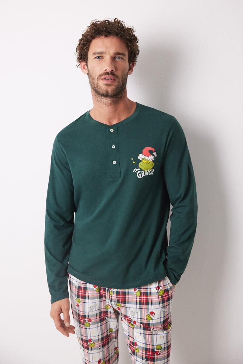 Cortefiel Pijama masculino 100% algodón cuadros Grinch