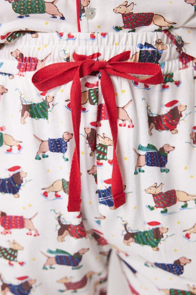 Cortefiel Pijama Masculino Camisero Perros Colores 100% Algodón