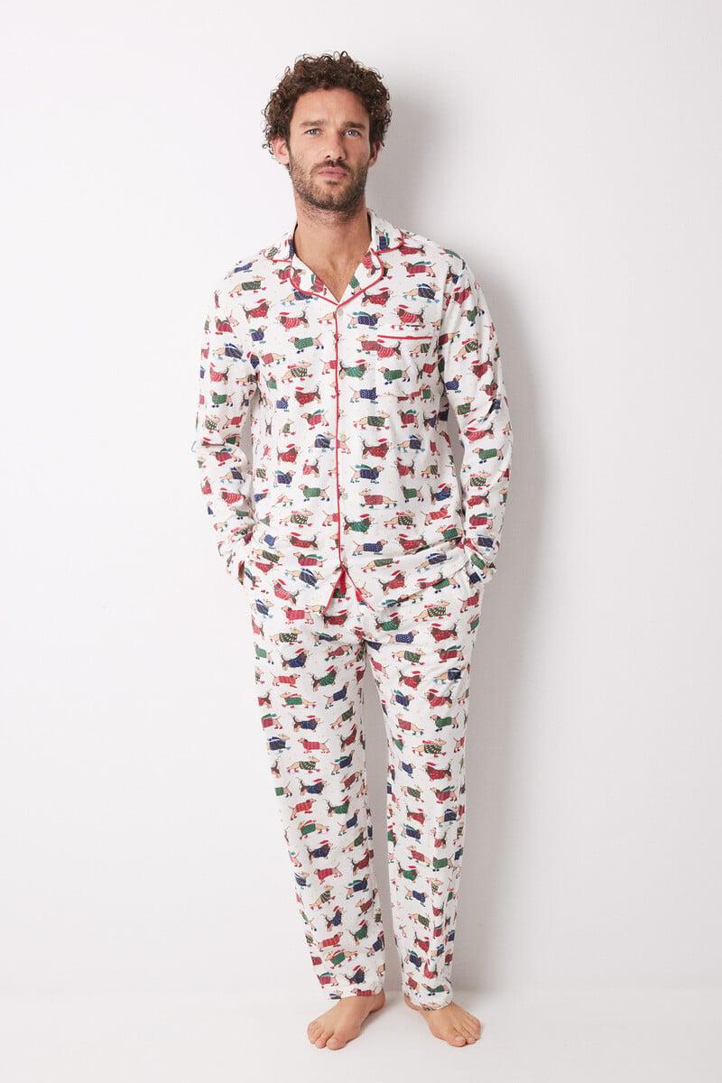 Cortefiel Pijama masculino camisero perros colores 100% algodón