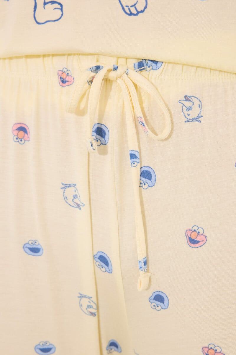 Cortefiel Pijama Viscosa Soft Touch Amarillo "Barrio Sésamo"