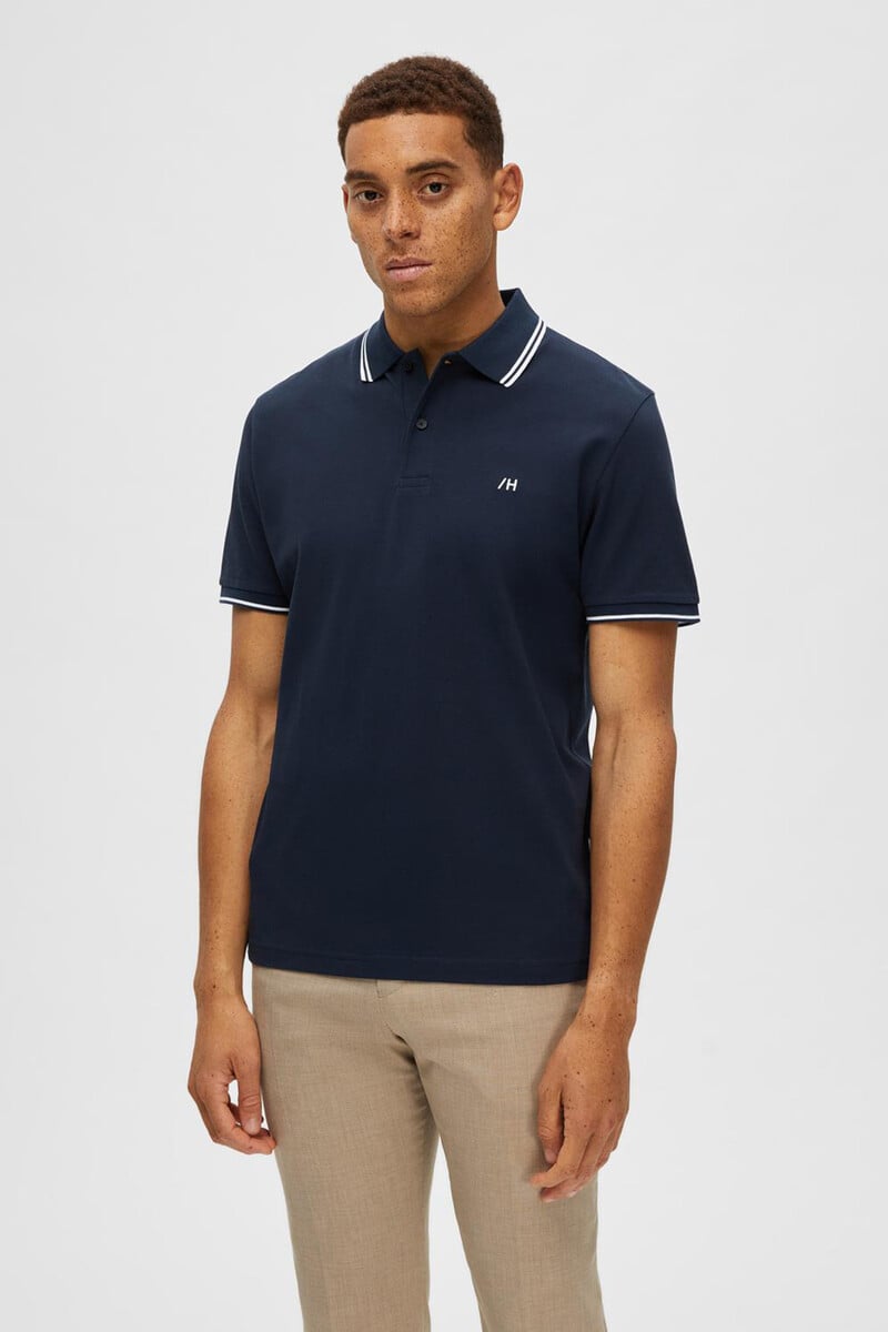 Cortefiel Polo de algodón orgánico con logo bordado con detalle en cuello y mangas