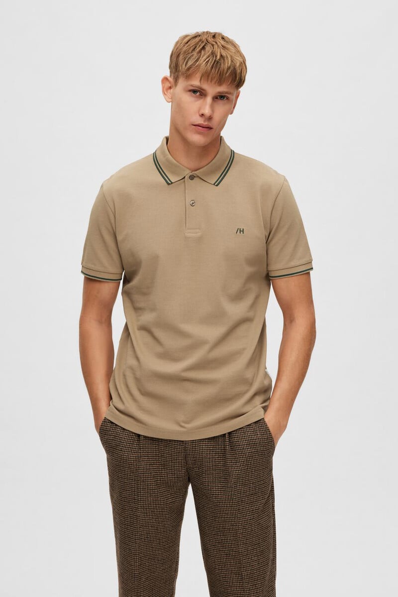 Cortefiel Polo de algodón orgánico con logo bordado con detalle en cuello y mangas