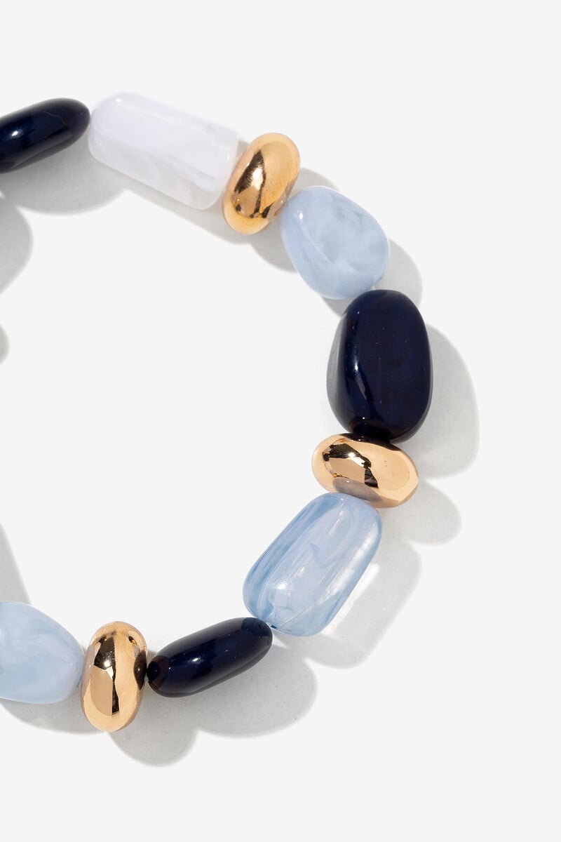 Cortefiel Pulsera Con Cuentas Acrílicas Y Metálicas