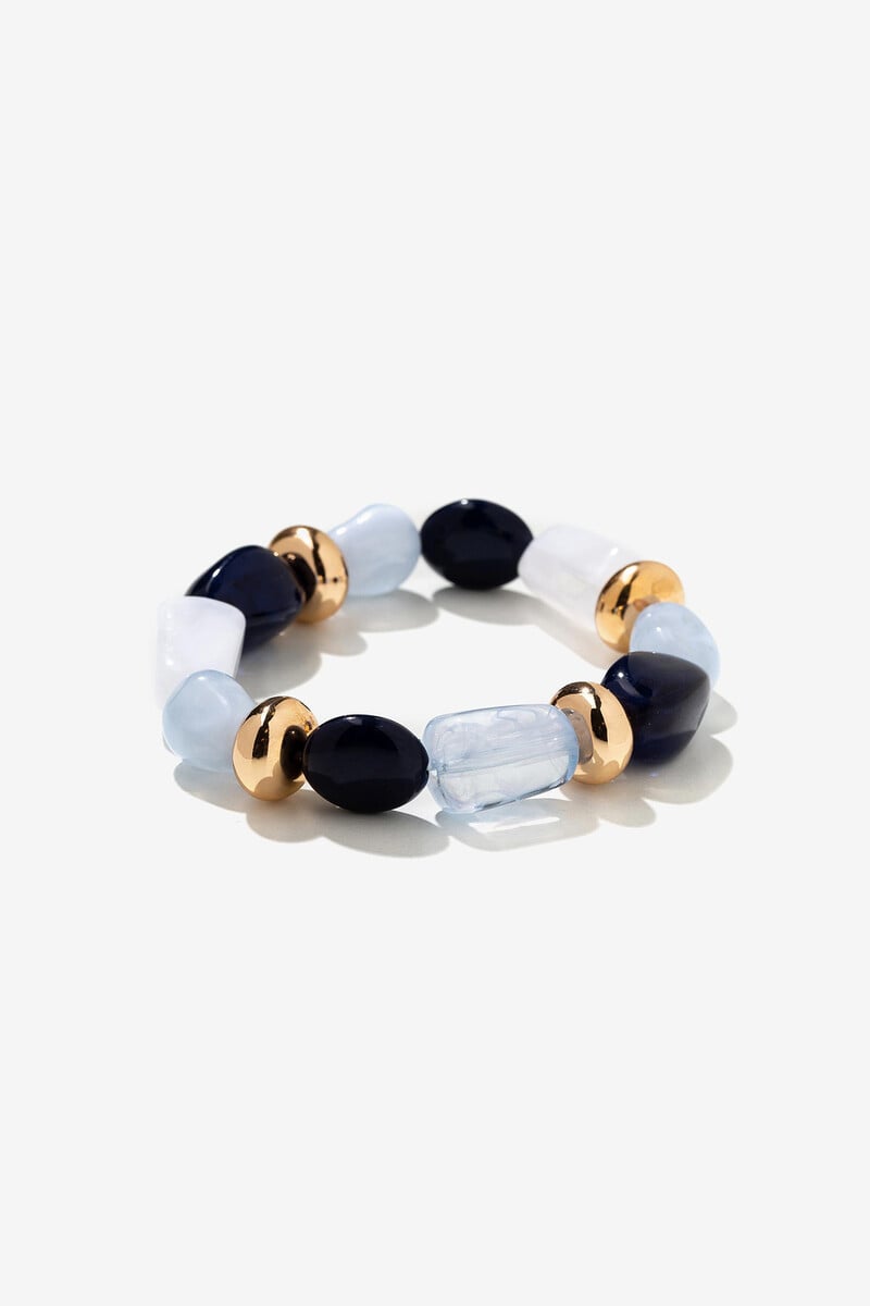 Cortefiel Pulsera con Cuentas Acrílicas y Metálicas