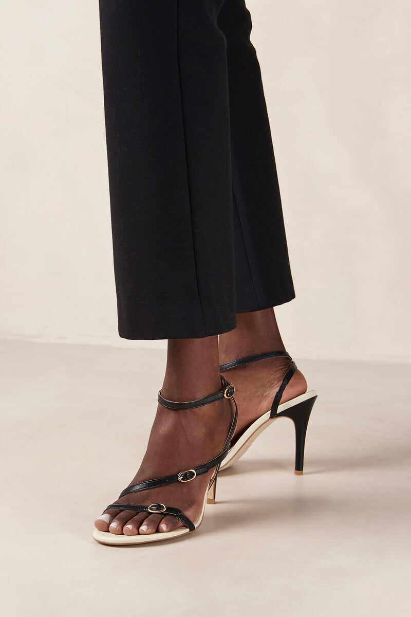 Cortefiel Sandalias Alyssa Bicolor De Piel Crema Y Negro
