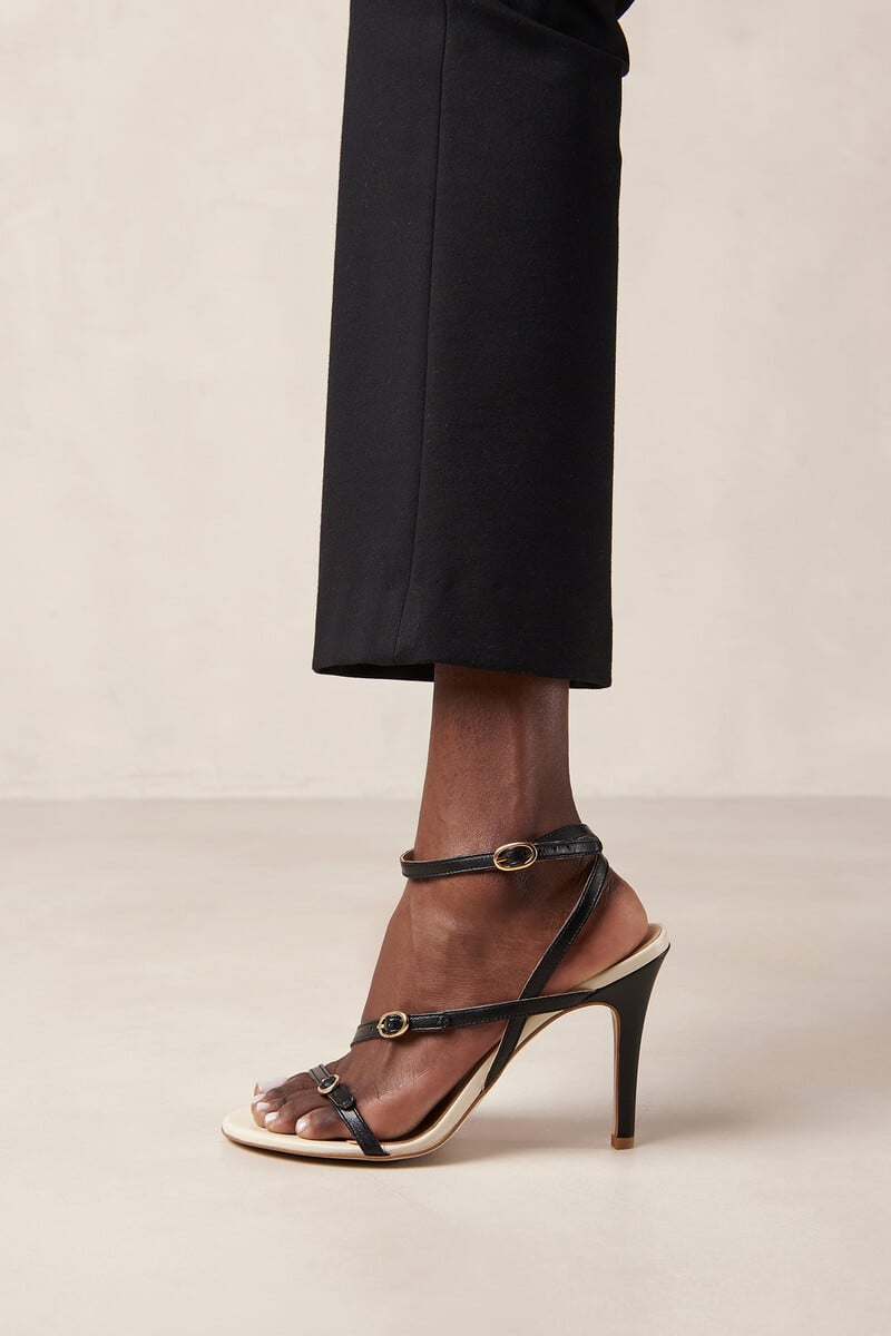 Cortefiel Sandalias Alyssa Bicolor De Piel Crema Y Negro