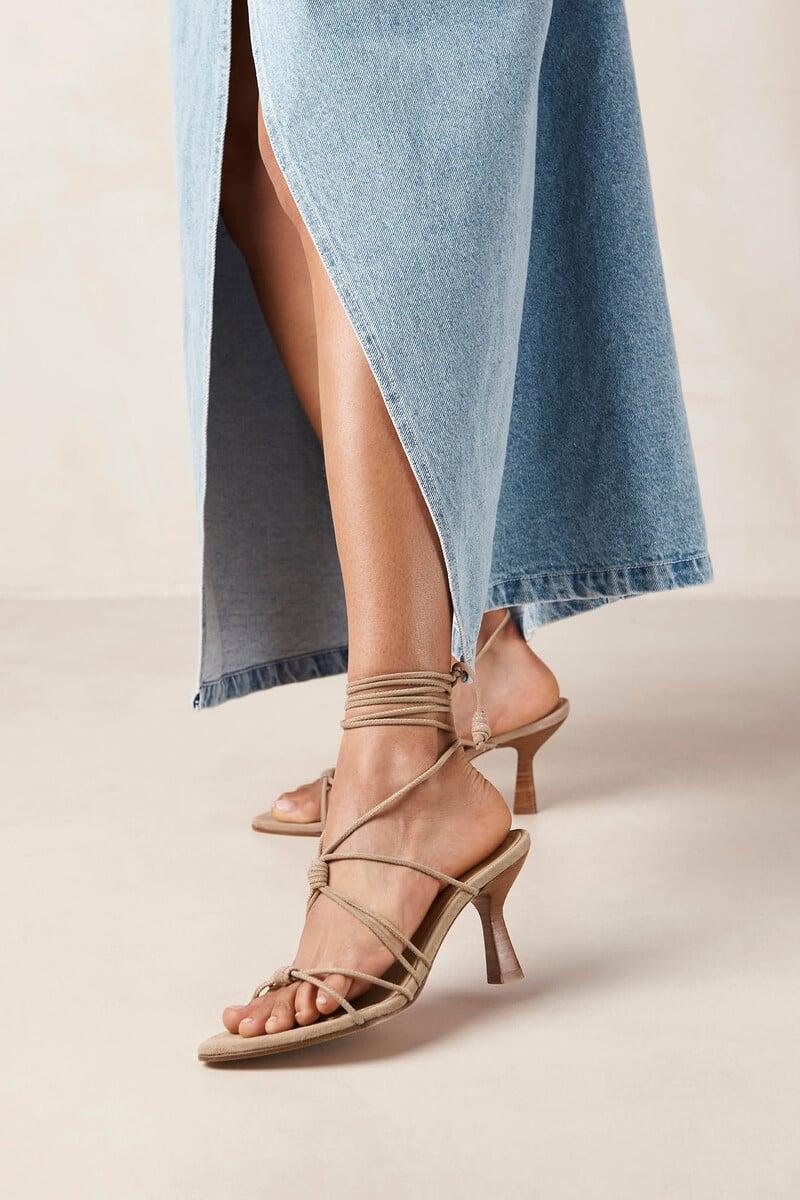 Cortefiel Sandalias Belinda de ante y piel color beige