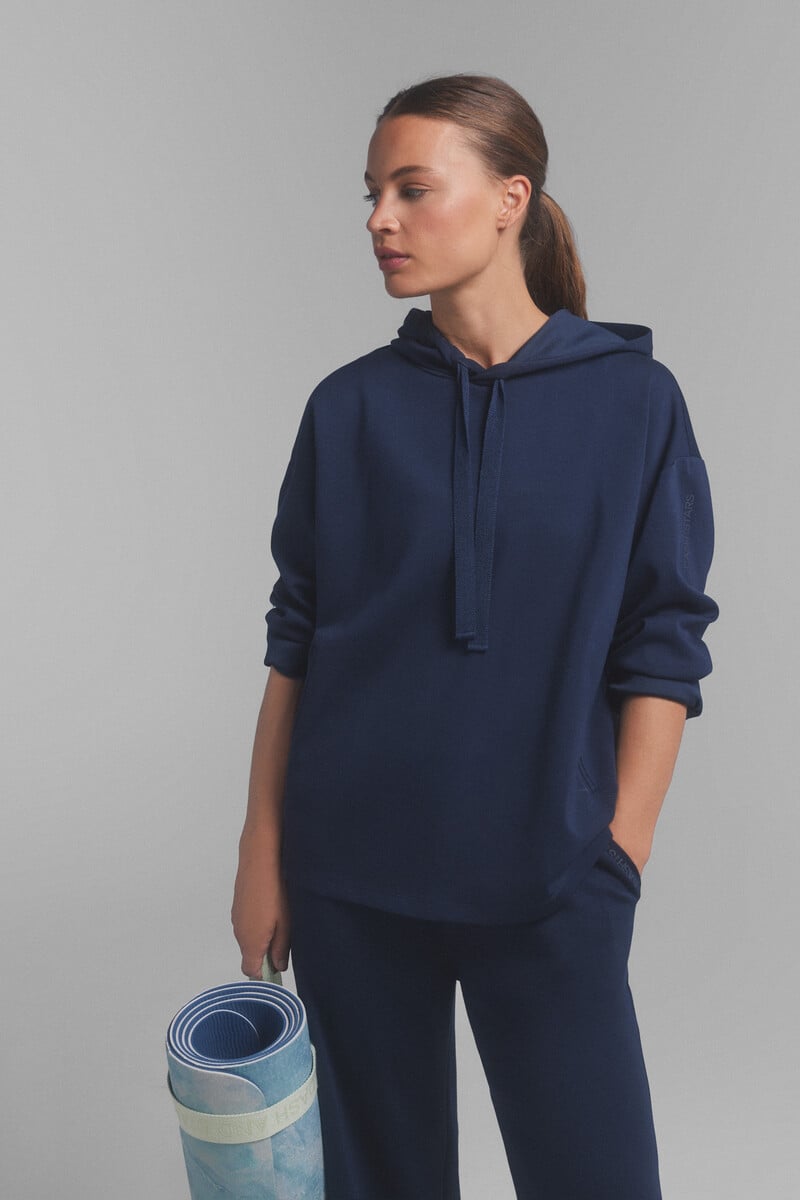 Cortefiel Sudadera capucha suave azul. Special colab ffitcoco