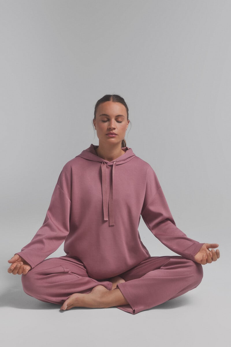 Cortefiel Sudadera capucha suave rosa. Special colab ffitcoco