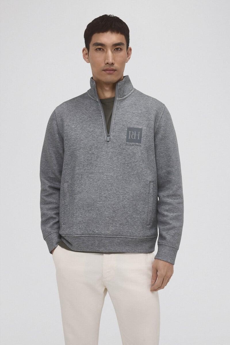 Cortefiel Sudadera cuello cremallera tejido técnico