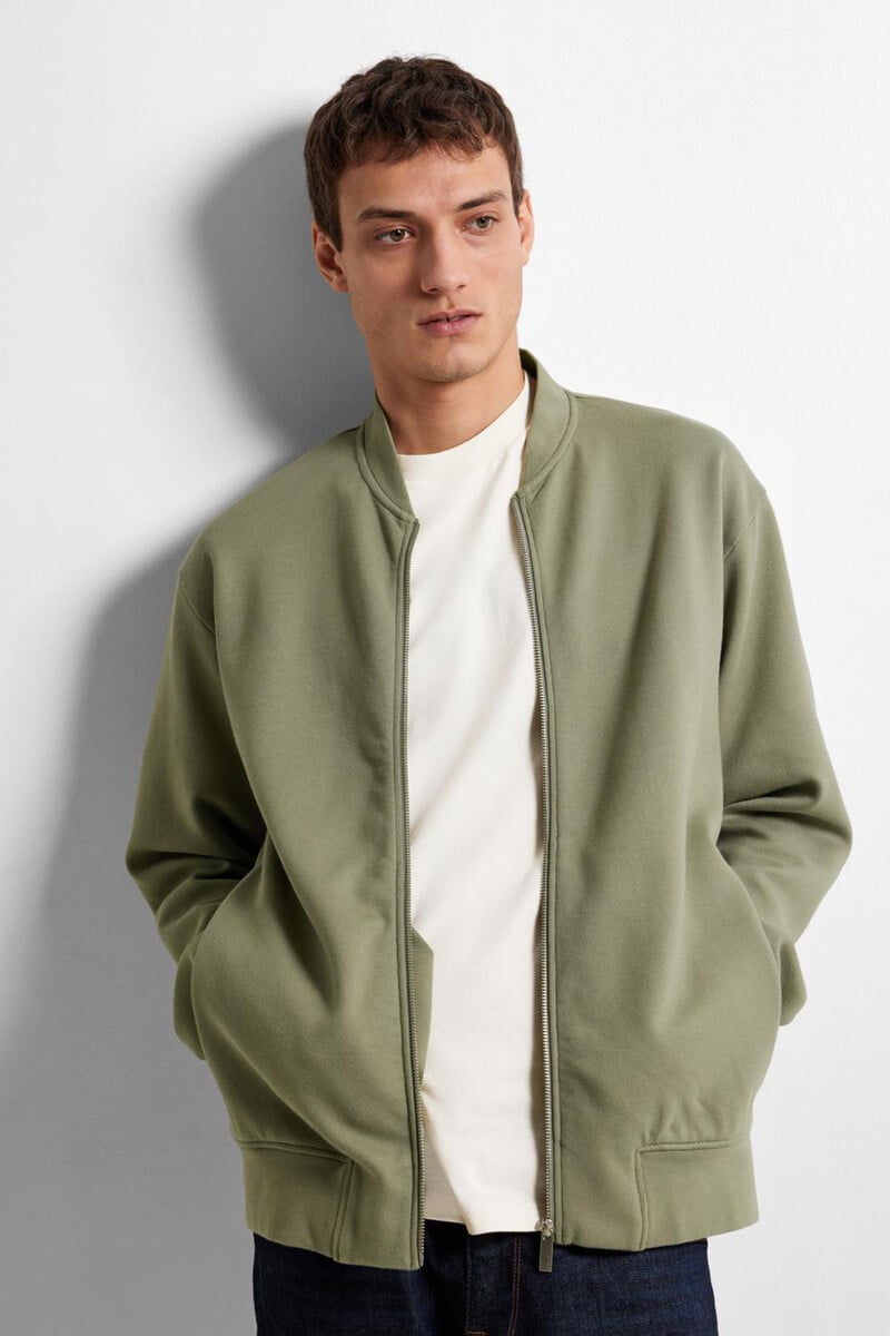 Cortefiel Sudadera Estilo Bomber Confeccionada Con Algodón Orgánico