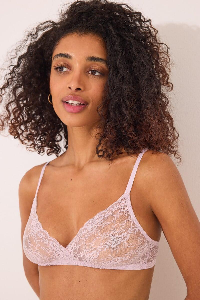 Cortefiel Sujetador Cruzado NATURAL Microfibra Rosa