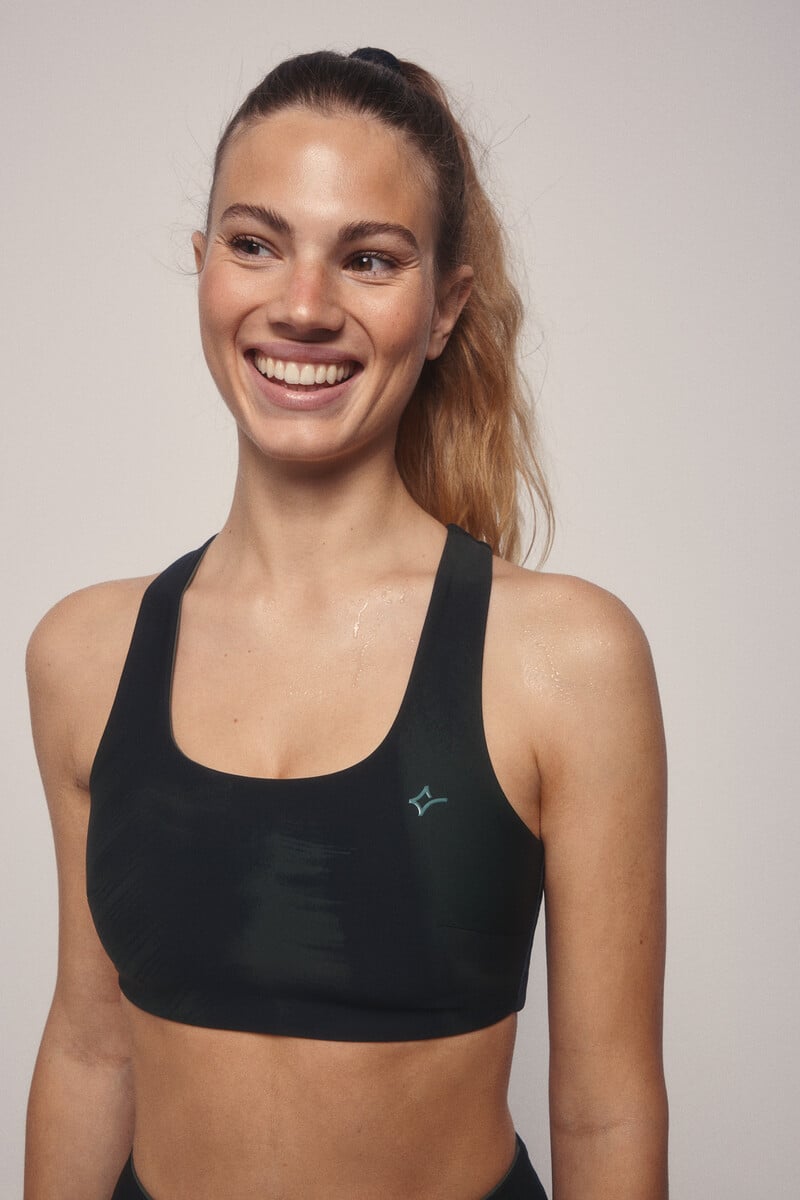 Cortefiel Sujetador Deportivo 4D STRECH Estampado Verde